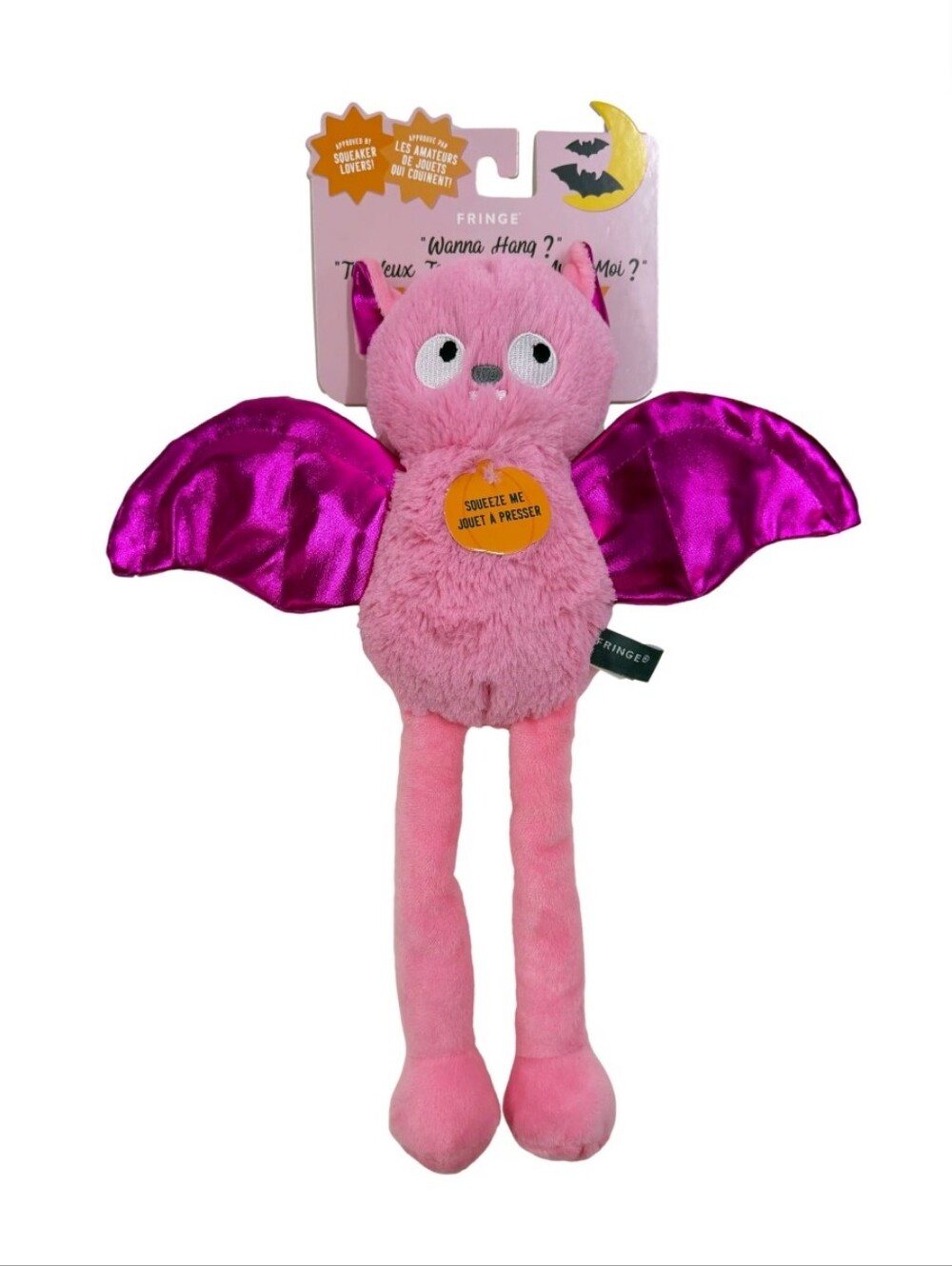 🩷Fringe Studio Wanna Hang? Pink Plush Bat with Shiny Magenta Wings